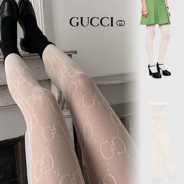 GUCCI♡タイツ♡ストッキング♡GGロゴ♡ベージュ グッチ ストッキング タイツ コピー GG柄 ロゴバンドアイボリー