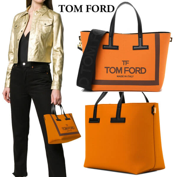 トムフォード トートバッグ 偽物 TOM FORD Canvas T Tote Bag Orange
