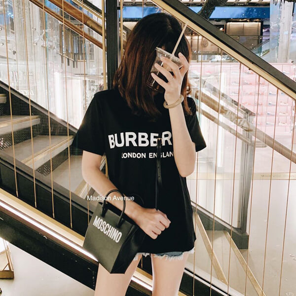 バーバリー Tシャツ コピー ロゴプリント コットンTシャツ ブラック