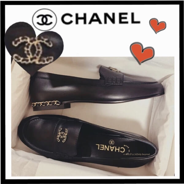 CHANEL シャネル　ココマーク　チェーン　ローファー　革靴　フラットシューズ 新作限定♪シャネル 革靴 コピー フラットシューズコピー チェーン付