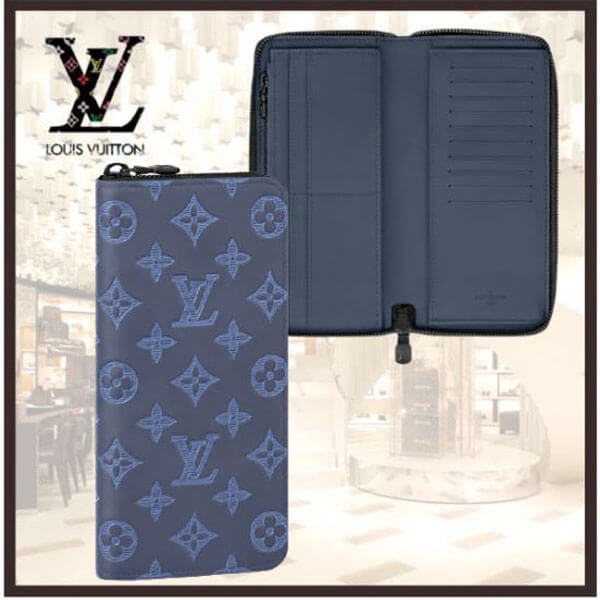 ルイヴィトン シャドウ ネイビー 偽物 LV ジッピーウォレット