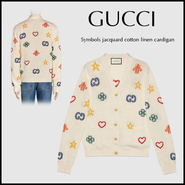 GUCCI グッチ ☆ カーディガン ☆ ロゴ入り ジャカード セーター