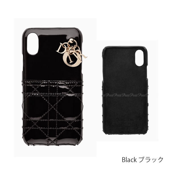 [専用papikoさん]Dior ブラック iPhoneケース チャーム付き Lady ディオール iphoneケース コピー チャーム付 レディな iphoneX