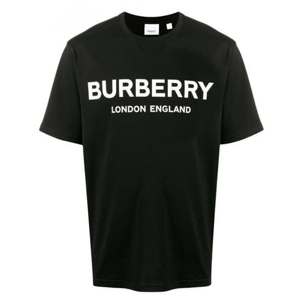バーバリー Tシャツ コピー ロゴプリント コットンTシャツ ブラック