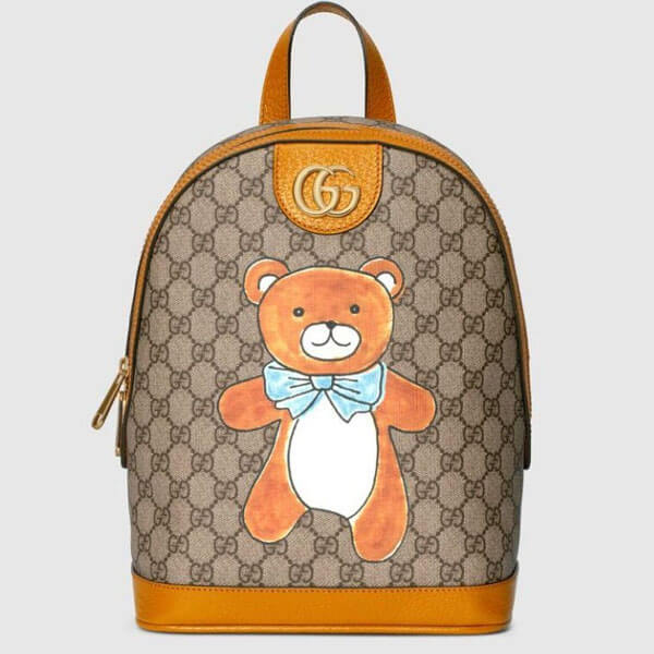 GUCCI KAI コラボ　テディベアプリント GGスプリーム バックパック KAI x グッチ​ 偽物 グッチ KAI カイ ​テディベア コラボアイテム発売