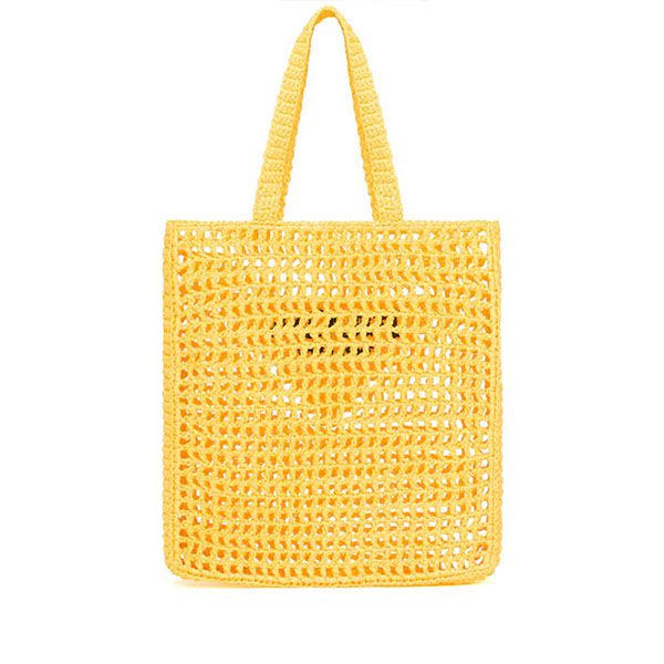 美品✨プラダ かごバッグ ラフィア 21SS 三角ロゴ レザー イエロー