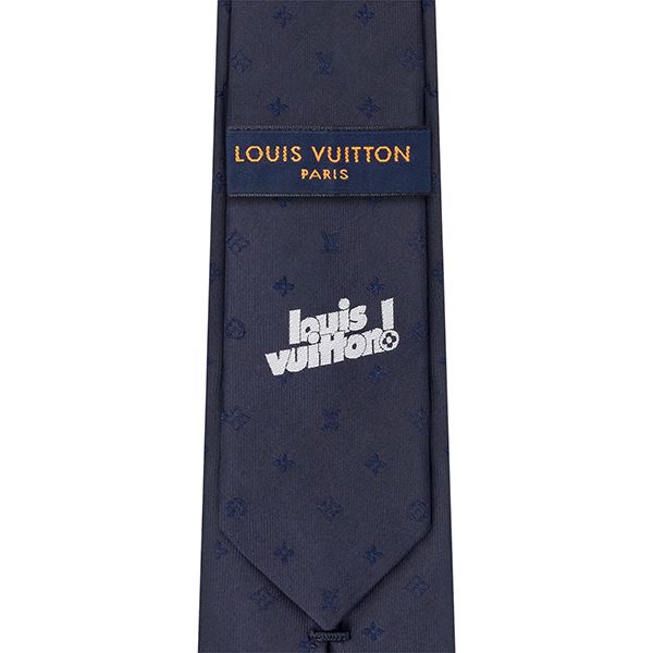 LOUIS VUITTON ネクタイ ネイビー　エブリデイ 刺繍　希少 ルイヴィトン ネクタイ 偽物☆クラヴァット・エブリデイLV 偽物 7CM