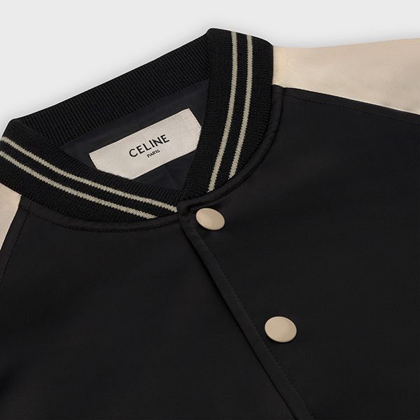 ☆21SS セリーヌ テディ ジャケット 偽物 スタッズロゴ BLACK-セリーヌ