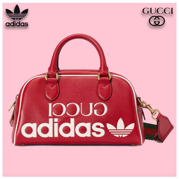 adidas x Gucci ミニ ダッフルバッグ　ボストンバッグ　赤　レッド ギフトに最適♪ アディダス グッチ ユニセックス 偽物 ミニ ダッフル