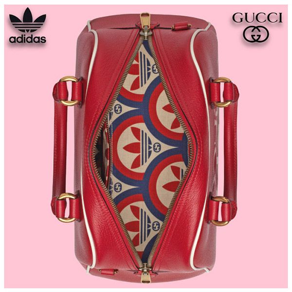 adidas x Gucci ミニ ダッフルバッグ　ボストンバッグ　赤　レッド ギフトに最適♪ アディダス グッチ ユニセックス 偽物 ミニ ダッフル
