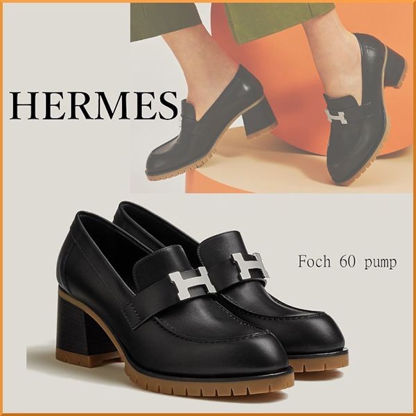 HERMES エルメス ウィングチップ パンチング レザーパンプス シューズ