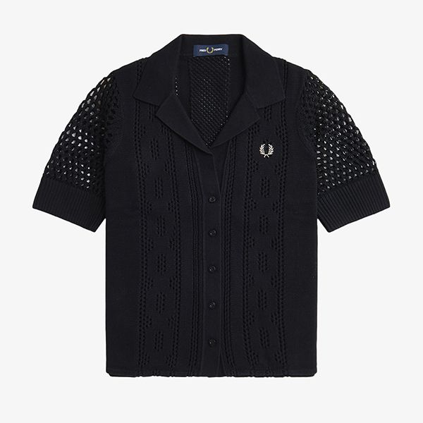 フレッドペリー コピーOpen-Knit Button-Through Shirt すぐ届く