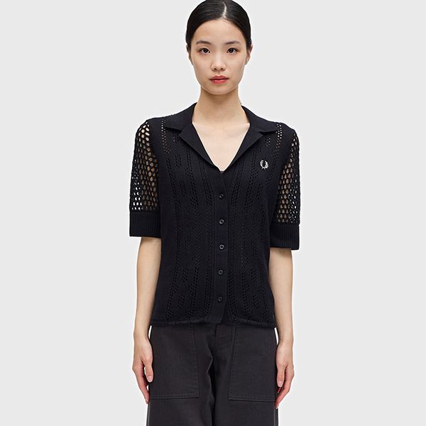 フレッドペリー コピーOpen-Knit Button-Through Shirt すぐ届く