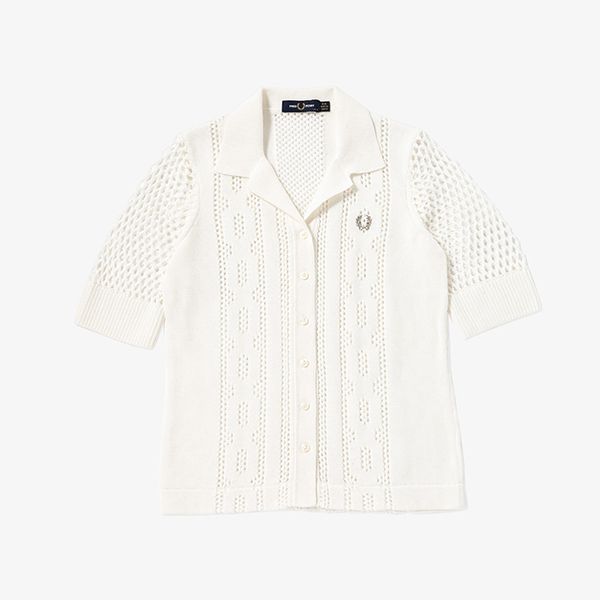 フレッドペリー コピーOpen-Knit Button-Through Shirt すぐ届く