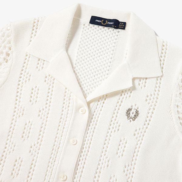 フレッドペリー コピーOpen-Knit Button-Through Shirt すぐ届く