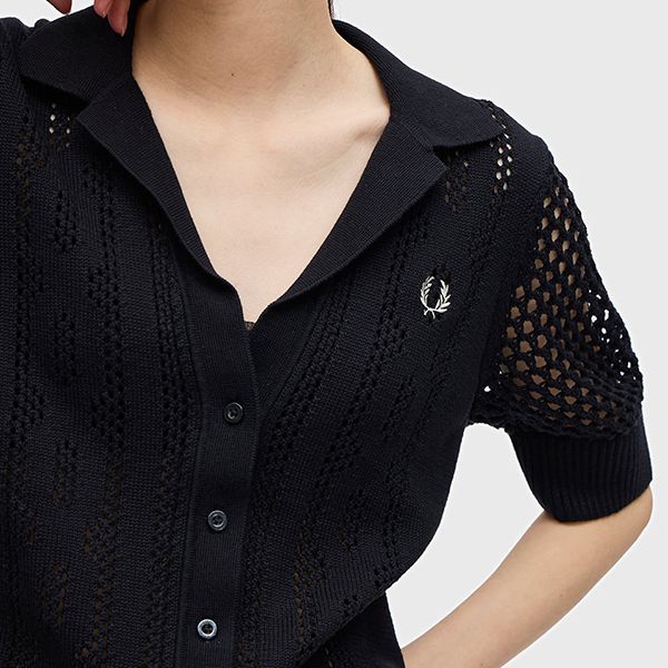フレッドペリー コピーOpen-Knit Button-Through Shirt すぐ届く