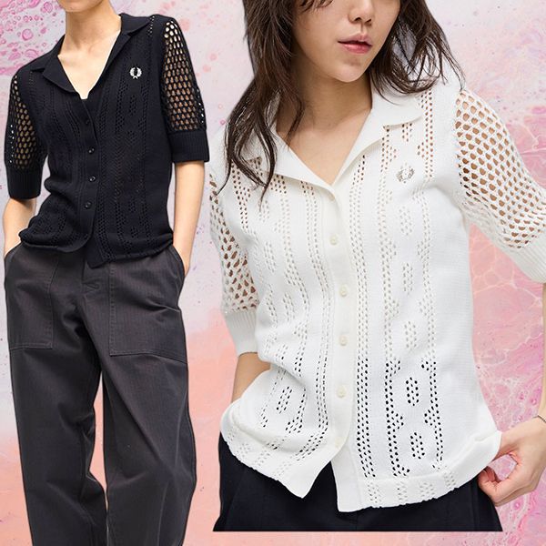 フレッドペリー コピーOpen-Knit Button-Through Shirt すぐ届く