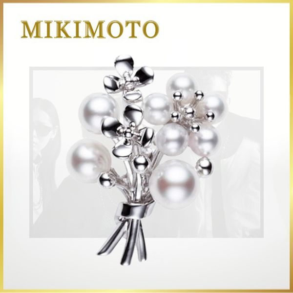 MIKIMOTO ミキモト ピンブローチ シルバーピンブローチ パール 真珠 ミキモト]シルバー 花束ピンブローチ 偽物/ GIFTにも◎-ミキモト