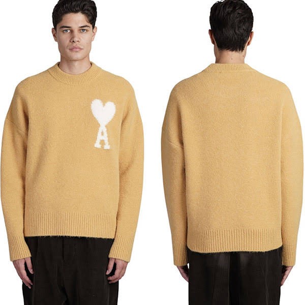 新作24AW】アミ パリス ホワイト ビッグハート ロゴ ニット 偽物