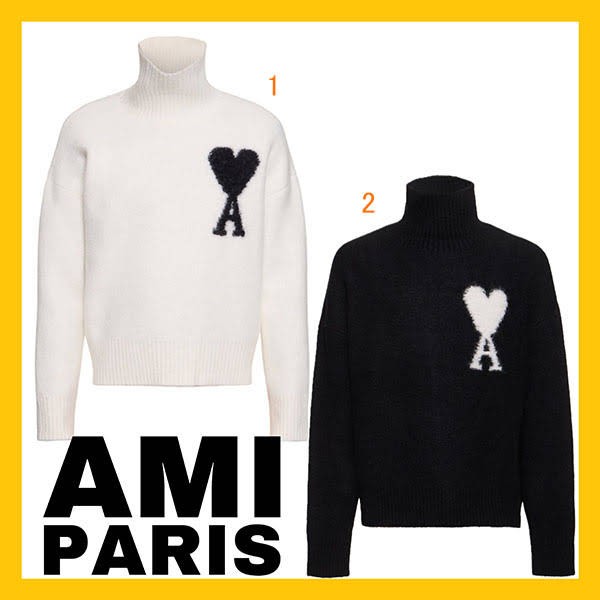 即完売品！AMI Paris ハート タートルネック 白｜Tシャツ/カットソー 