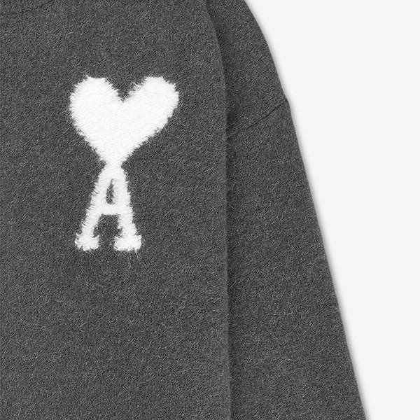 新作24AW】アミ パリス ホワイト ビッグハート ロゴ ニット 偽物