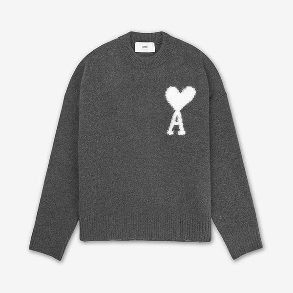 新作24AW】アミ パリス ホワイト ビッグハート ロゴ ニット 偽物