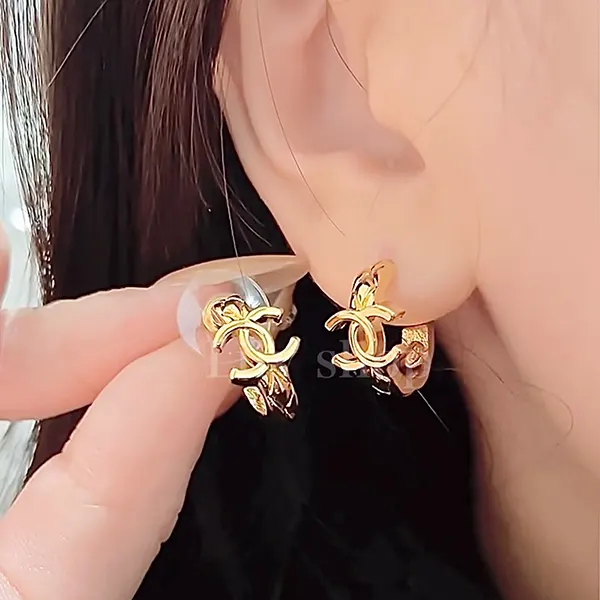 シャネル フープピアス ゴールド CCロゴ ABH190 B23685 U8103-シャネル