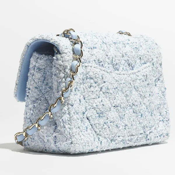 CHANEL シャネル ツイード チェック トートバッグ 水色 新品 CHANEL