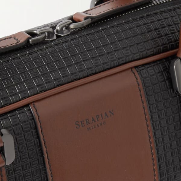 【未使用に近い】 serapian セラピアン 2way ブリーフケース 茶 セラピアン コピー】ブラック＆ブラウン Stepan ブリーフケース