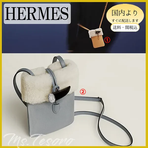 ムートンポシェット】エルメス スマホケース Plush phone case