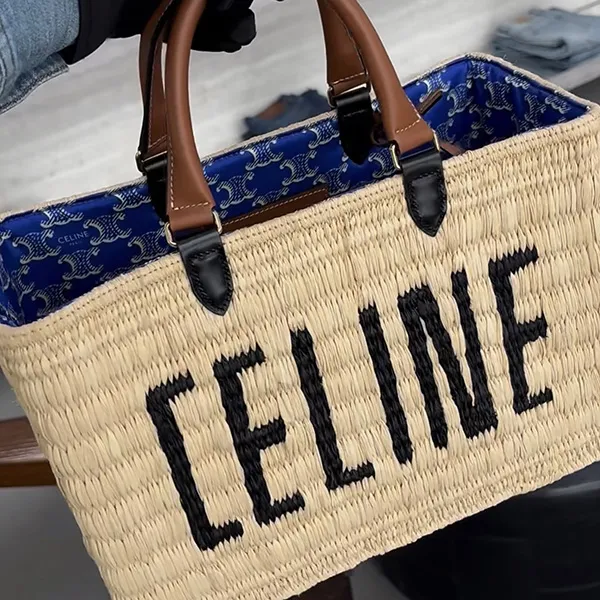 希少　CELINE かごバッグ ナチュラル　ネイビー　パニエ　7/4まで出品 夏らしい抜け感】セリーヌ PARIS パニエかごバッグ スーパーコピー