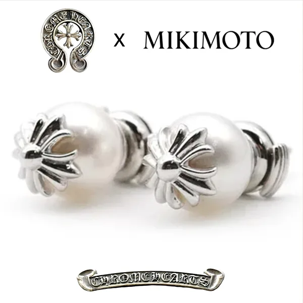 クロムハーツ x Mikimoto†ホワイトゴールド パール ピアス ch268720