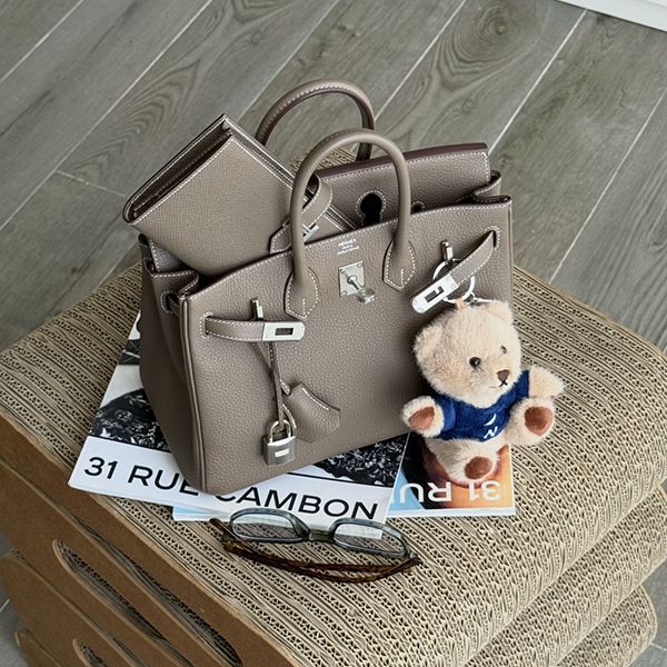 エルメス バーキン コピー 25cm ハンドバッグ エトゥープ×シルバー金具