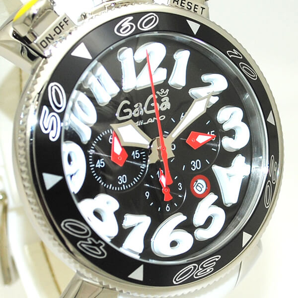 GaGa MILANO （ガガミラノ） 時計 腕時計 クロノ 48mm ホワイト ラバー 